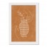 White Drawn Vase on Orange 12 x 16 White Framed Print Under Plexiglass
