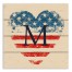 Americana Heart Monogram Personalized 14 x 14 Pallet Wood Art