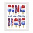 Sweet Land of Liberty Patriotic Popsicles 17.63 x 21.63 White Framed Canvas