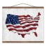 USA Flag 20 x 16 Teak Hanging Canvas