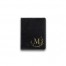 Delicate Twig Wreath Monogram Personalized 4.5 x 5.5 Black Leather Passport Holder