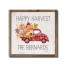 Happy Harvest Plaid Truck Personalized 9.5 x 9.5 Framed Wood Plaque