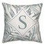 Blue Leafy Pattern Monogram Personalized 18 x 18 Indoor / Outdoor Pillow