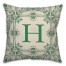 Folk Green Flower Pattern Monogram Personalized 18 x 18 Indoor / Outdoor Pillow