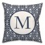 Navy Clover Pattern Monogram Personalized 18 x 18 Indoor / Outdoor Pillow