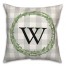 Monogram Greenery Wreath on Check Personalized 18 x 18 Indoor / Outdoor Pillow