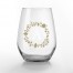 Floral Monogram Personalized 3.25 x 4.25 Printed Stemless Wine Glass