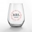 Mr Mrs Wreath Personalized 3.25 x 4.25 Printed Stemless Wine Glass