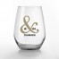 Mr and Mrs Ampersand Personalized 3.25 x 4.25 Printed Stemless Wine Glass