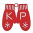 Monogram Mittens Personalized 4 x 4 Red Metal Ornament