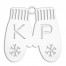 Monogram Mittens Personalized 4 x 4 White Metal Ornament
