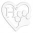 Pawprint Heart Monogram Personalized 4 x 4 White Metal Ornament
