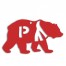 Monogram Winter Bear Personalized 4 x 4 Red Metal Ornament