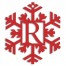 Monogram Snowflake Personalized 4 x 4 Red Metal Ornament