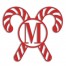 Monogram Candy Canes Personalized 4 x 4 Red Metal Ornament