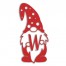 Gnome Monogram Personalized 4 x 4 Red Metal Ornament