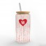 Chevron Heart Monogram Personalized 3 x 5.8 Glass Can Cup