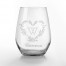 Floral Heart Monogram Personalized 3.25 x 4.25 Engraved Stemless Wine Glass
