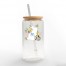 Floral Bunny Monogram Personalized 3 x 5.8 Glass Can Cup