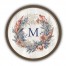 Red White and Blue Florals Monogram Personalized 20 x 20 Round Brown Framed Print