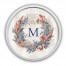 Red White and Blue Florals Monogram Personalized 20 x 20 Round White Framed Print