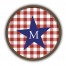 Red Buffalo Check Monogram Personalized 20 x 20 Round Brown Framed Print