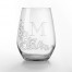 Emerald Flourish Monogram Personalized 3.25 x 4.25 Engraved Stemless Wine Glass