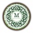 Boho Green Medallion Monogram Personalized 20 x 20 Round Brown Framed Print