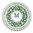 Boho Green Medallion Monogram Personalized 20 x 20 Round White Framed Print