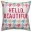 Hello Beautiful Houndstooth  Outdoor Throw Pillow