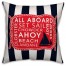All Aboard Navy Stripes  Outdoor Coastal Throw Pillow