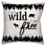 Black and White Wild and Free Forest  Outdoor Throw Pillow