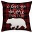 Red and Black Buffalo Plaid Bear  Outdoor Throw Pillow